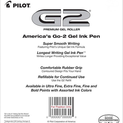 Pilot G2 Premium Refillable And Retractable Gel Ink Pens, Fine Point (0.7mm), 8 Colors, 8 Count (16606)