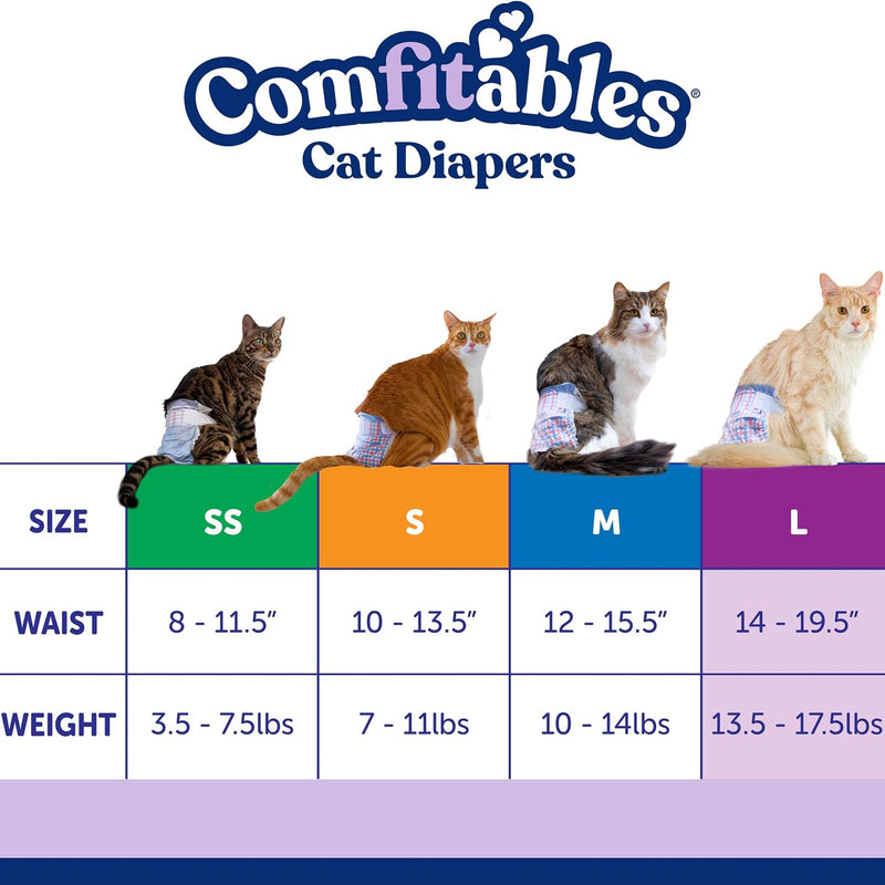 Hartz Comfitables Cat Diapers, Size L 12 Count, Comfortable & Secure Fit, Easy to Put On