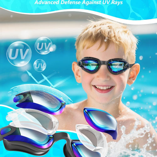Aegend Swim Goggles for Kids Youth 3-14 Anti-Fog Anti-UV Comfort Fit Goggles for Swimming