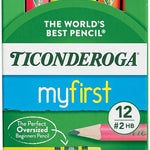 Ticonderoga My First Tri-Write Wood-Cased Pencils, Pre-Sharpened, 2 HB, With Erasers, Neon Colors, 12 Count