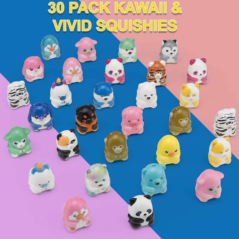 30-Pack Party Favors: Slow-Rising Animal Squishies, Classroom Prizes, Stress Relief Toys