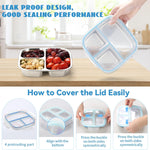 Stainless Steel Snack Containers, 3 Compartments Reusable on and go Bento Box with Lids for Kids, Lunch Box Pre Meal Storage for Daycare School Outdoor Camping Travel - Blue