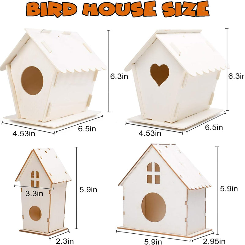 hapray 4 Pack Bird House Craft Kit, DIY Birdhouse for Kids to Build & Paint