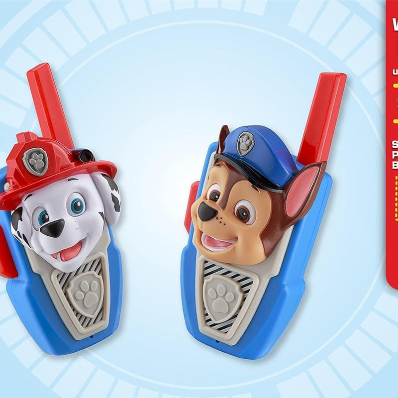 Ekids Paw Patrol static-free extended range walkie talkies for kids indoor and outdoor use, Chase Marshall