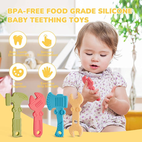 tyry.hu Baby Teething Toys for Boys and Girls 0-6 Months, 6-12 Months, BPA Free Silicone Teether Chew Toys, 4 Packs