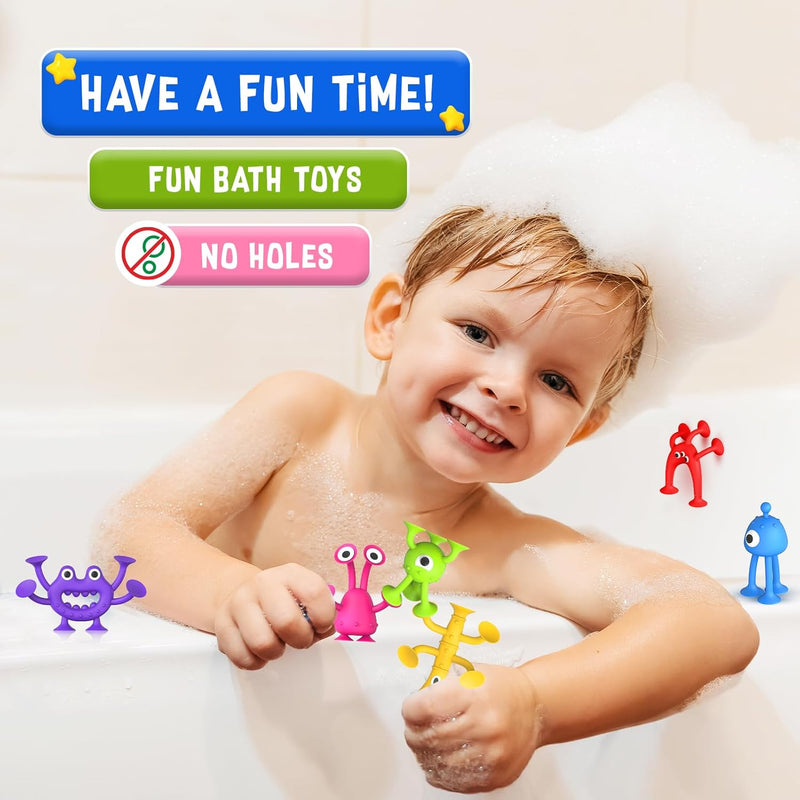Baby Bath Toys: Suction Montessori Fidget Toys for Toddlers - Sensory Building Playset for Travel & Gifts