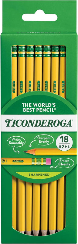 Ticonderoga Wood-Cased Pencils, Pre-Sharpened, 2 HB Soft, Yellow, 72 Count