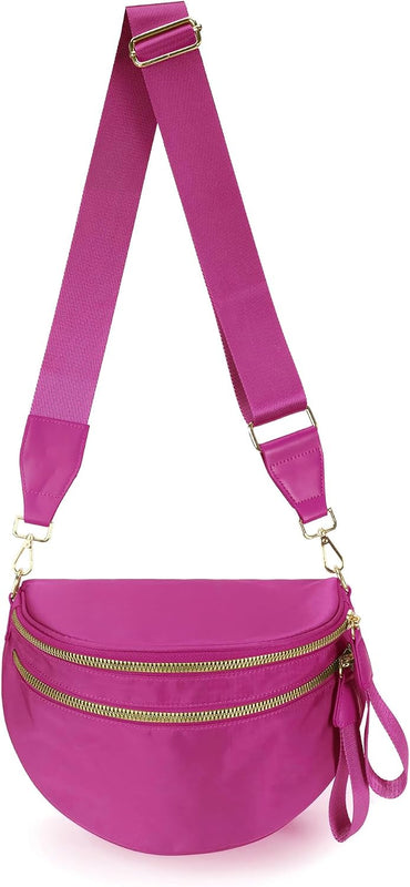 FEIBOON Spacious Nylon Crossbody Bag Bum Bag Handbags Wallets Purses Trendy Shoulder Bag for Women