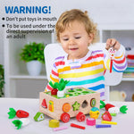 Montessori Wooden Educational Toys: Shape Sorting, Fruit Recognition, and Fine Motor Skills for 1-3 Year Olds