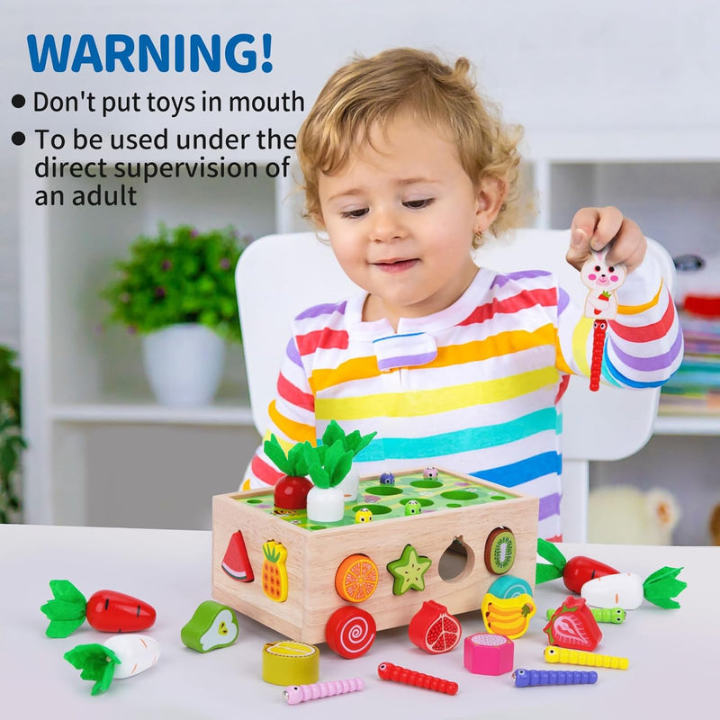 Montessori Wooden Educational Toys: Shape Sorting, Fruit Recognition, and Fine Motor Skills for 1-3 Year Olds