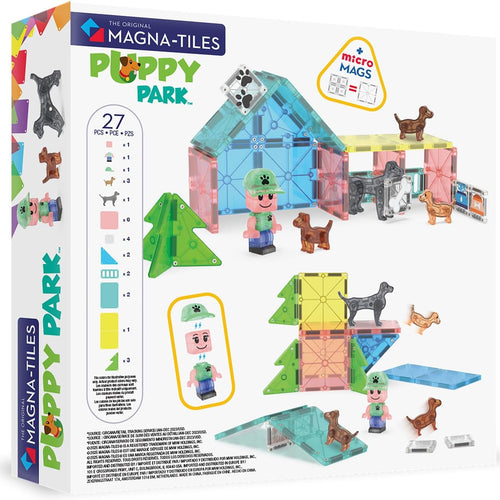 MAGNA-TILES Puppy Park 27-Piece Magnetic Construction Set, The Original Magnetic Building Brand