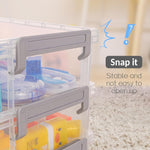Sooez 6 Pack Extra Large Pencil Box, Plastic Pencil Case Crayon Box, Clear Marker Organizer Plastic Containers with Lid, Stackable Storage Boxes for Art Craft,Pen,Back to School Teacher Supplies, Grey