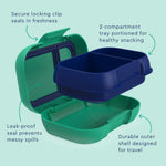 Bentgo Kids Snack Leak-Proof 2 Compartment Bento-Style Container | For Snacks & Small Meals, Easy-Open Latch, Dishwasher Safe, BPA-Free for School, Daycare, & Sports, Ages 3+ (Green/Navy)