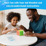 3x3 Stickerless Speed Cube with Stand and Tutorial for Kids STEM Learning Toy
