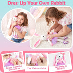 Ballerina Doll Stuffed Animals Girl Toys Age 3-8, Bunny Stuffed Animal, Ballet Dress Up Doll, Kids Pretend Play with 4 Set Clothes, Cape,Plush Bag 3 4 5 6 7 8 Year Old Girl Gifts Dance Recital Gifts