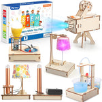 Poraxy STEM Science Kit for Kids Ages 8-10, 5 Set 3D Wooden Puzzles and DIY Educational Science Building Kits