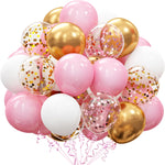 60Pcs Pink Gold Confetti Latex Balloons Kit for Engagement, Wedding, Baby Shower, or Girl Birthday Party Supplies