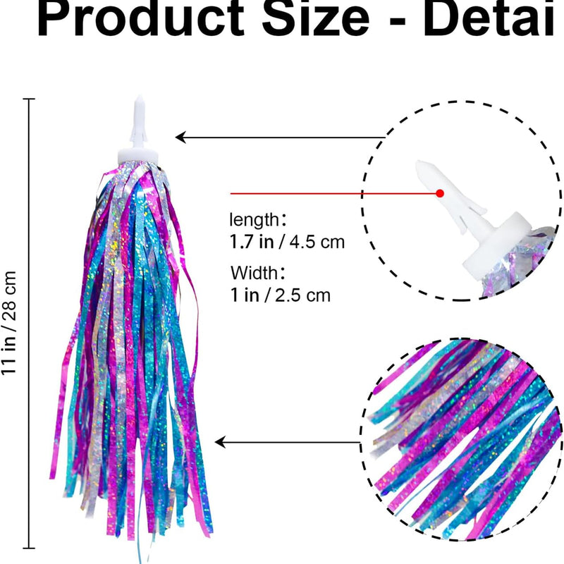shiny blue purple color bike streamers for kids bicycle handlebar scooter