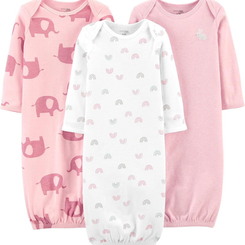 Simple Joys by Carter's Baby Girls' 3-pack Cotton Sleeper Gown