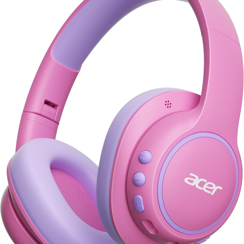 Acer OHR702 Kids Bluetooth Headphones for School with Built-in Mic,Over-Ear | 75H Playtime, Bluetooth 6.0, 3.5mm Jack Aux Cord, 85dBA Safe Volume, USB-C Fast Charging, for iPad/Travel/Tablet- Blue Green