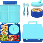Pawtong Bento Lunch Box with 8oz Soup Thermo, Kids Leakproof Lunch Food Containers with 4 Compartment, Kids Thermo Insulated Hot Food Jar for School, Trvael - (Pink)