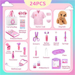 Meland toy doctor kit for girls, pretend play vet dog toys, stethoscope, dress up, 3-6 years old role play