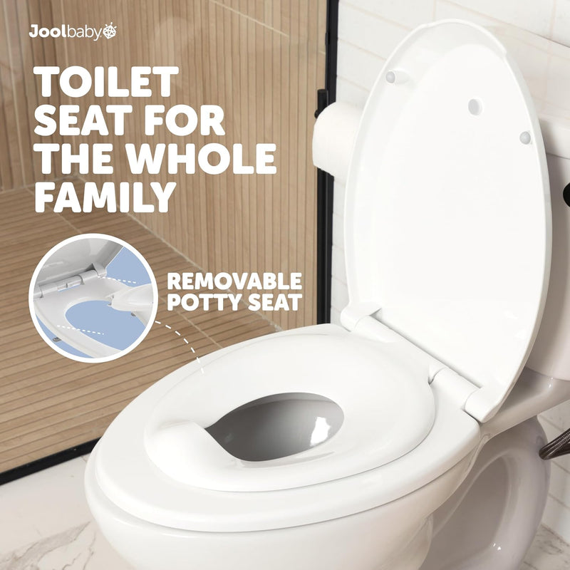 Jool Baby Quick Flip Toilet Seat with Built-in Potty & Splash Guard for Toddler Training, Slow Close (Elongated)