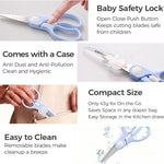 Premium Stainless Steel Portable Baby Food Safety Scissors, Detachable Feeding Shears for Toddlers Infant Kids Food Cutting Meats Noodles Vegetables with Protactive Cover