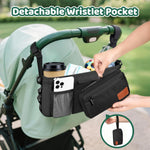 Stroller Organizer with Cup Holder, Non-Slip Stroller Caddy Baby Essentials | Universal Stroller Bag Accessories with Detachable Phone Bag, Fits for Uppababy, Baby Jogger, Christmas New Moms Baby Gifts
