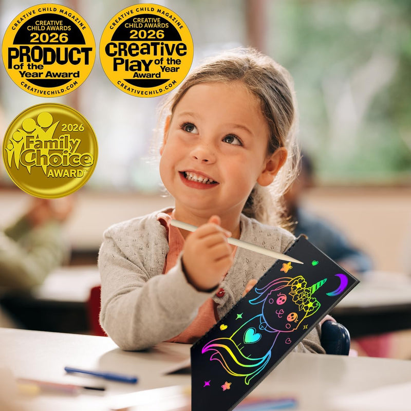 ZMLM 2-Pack Rainbow Scratch Notebook Art-Crafts Gift for Kids 3-12 Years Old