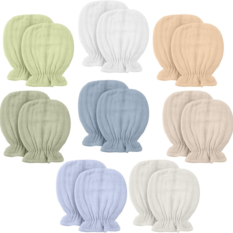 Newborn Baby Muslin Mittens 0-6 Months No Scratch Elastic Wrist Soft Breathable Gloves Bulk Cotton for Infant