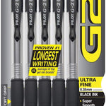 Pilot G2 Premium Refillable and Retractable Rolling Ball Gel Pens, Ultra Fine Point, Gel Ink Pens, 0.38mm, Black Ink, 5-Pack