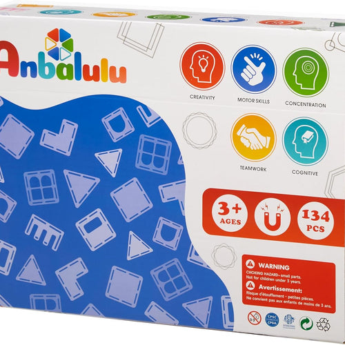 Anbalulu 134PCS Magnetic Building Tiles - Durable STEM Toys for Kids, Educational Building Blocks with Strong Magnets and Group Play Activities
