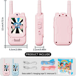 Pink-and-Blue 2-Pack Rechargeable Walkie Talkie for Kids with Video and Voice Changer, HD Camera, and Long Range