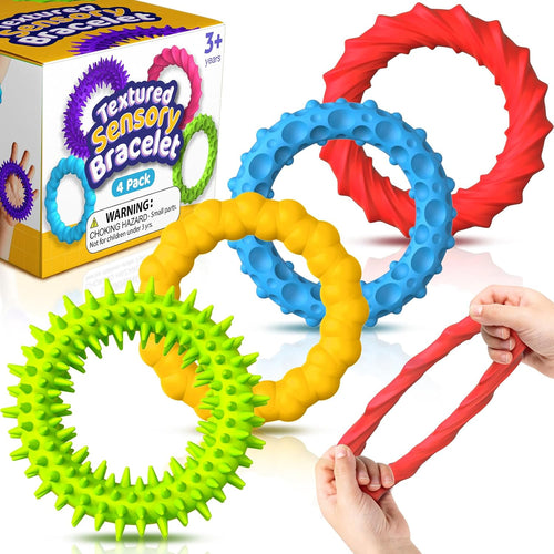 Sensory Toys Fidgets for Kids Adults - 4 Pack Stretchy Fidget Toys Bracelets | Texture & Calming Autism Sensory Toys for Special Needs Autistic Children Classroom Fidgets| Squishy Fidgets Travel Gifts