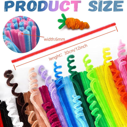 Pipe Cleaners Craft Bulk - 200pcs Arts Crafts, Chenille Stems Art Supplies for Projects, DIY Room Decor, Christmas Decorations