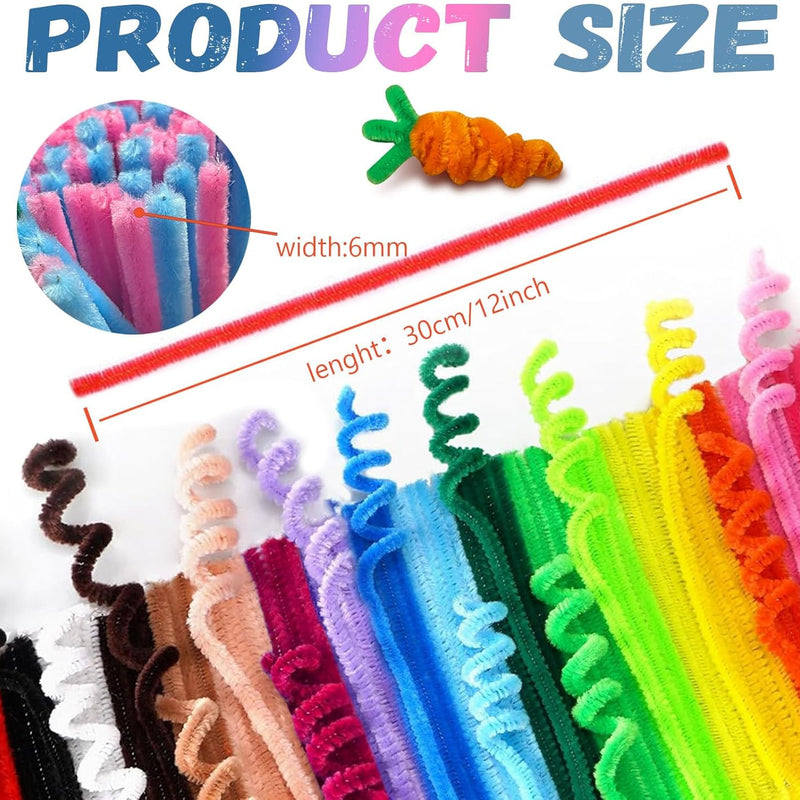 Pipe Cleaners Craft Bulk - 200pcs Arts Crafts, Chenille Stems Art Supplies for Projects, DIY Room Decor, Christmas Decorations