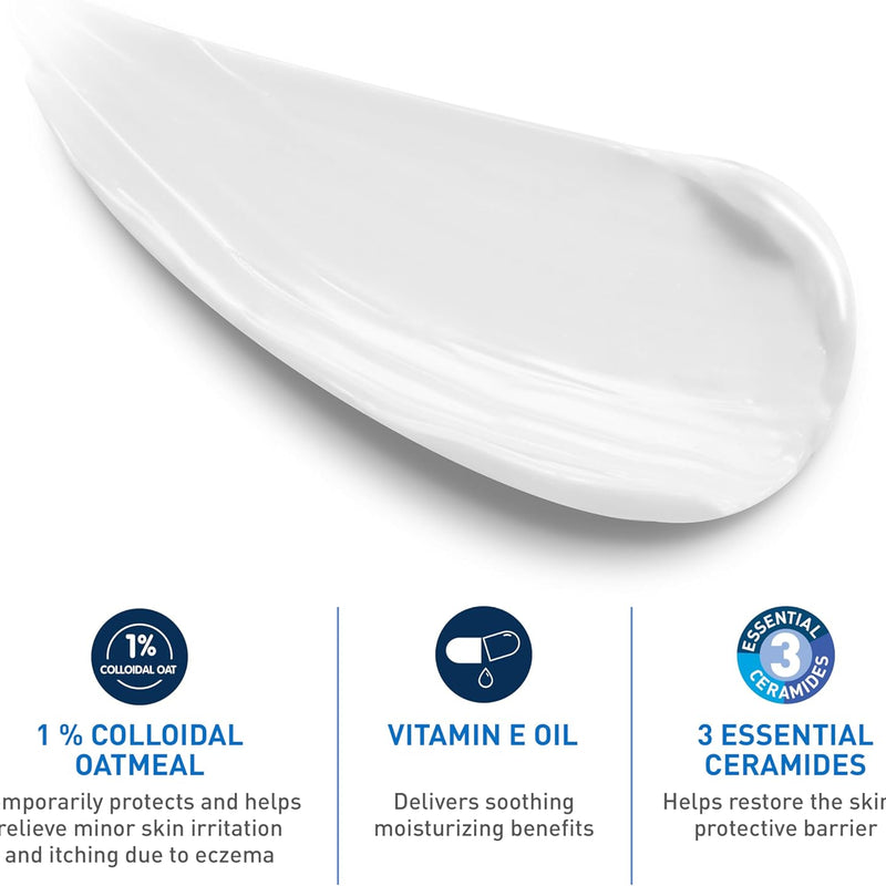 CeraVe Baby Eczema Relief Cream with 1% Colloidal Oatmeal & Vitamin E, 5oz | Baby Eczema Cream with Ceramides Helps Soothe and Calm Itchy Skin, Fragrance-Free, Developed with Pediatric Dermatologist
