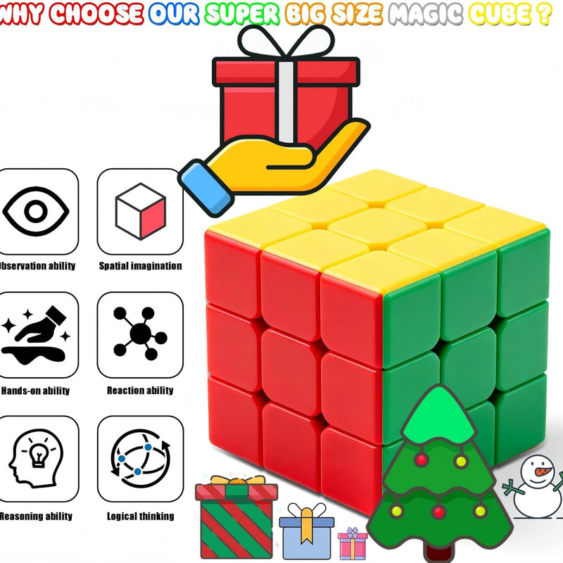 Giant Magic Cube, 18CM Big 3x3 Speed Cube Color-Matching 3D Sensory Puzzle Box Super Large Birthday Christmas Stocking Stuffers Gift for Kids Adults Fidget Toy Brain Teasers Cubing Classroom Speed Toy