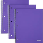 Amazon Basics College-Ruled 3-Subject Spiral Notebook, 150 Sheets, 8.5 x 11 inches, Black