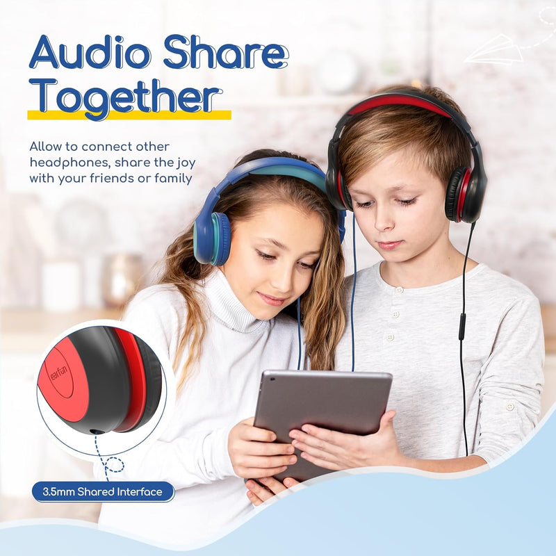 EarFun Wired Kids Headphones with Microphone, 85/94dB Volume Limit, Portable Foldable Headset for School/Tablet/iPad