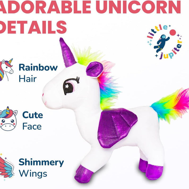 Little Jupiter Plush Pet Set w/Purse - Stuffed Animals for Girls - Unicorn Plush - Stuffed Plushies - Gift for Age 4-5 - 6-7 yrs (White Unicorn)