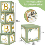Sage Green RUBFAC Baby Shower Decorations Set 4pcs with Letters and Balloon Boxes