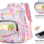 mibasies Kids Backpack for Girls: Girls Backpack 5-8 - Kindergarten Elementary School Bookbag for Girl - Flower Pink