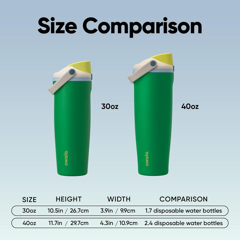 Owala FreeSip Sway Insulated Stainless Steel Water Bottle with Two-Way Spout, Built-In Straw and Bucket Handle, Made for Travel, School, and Sports, BPA Free, Leak Proof, 30 oz, Putting Green