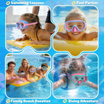 COOLOO 2 Packs Kids Goggles with Nose Cover, 180° Wide View Swimming Goggles for Kids 4-16, No More Hair Snags Anti-Fog No-Leak Snorkel Mask for Boys Girls Youth