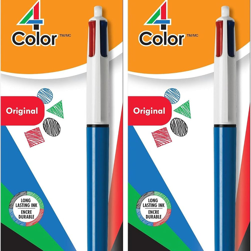 BIC 4-Color 3+1 Retractable Ballpoint Pen with Red, Blue, Black Ink and 0.7 mm Mechanical Pencil, 1-Count in Assorted Ink
