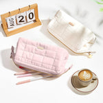 Sooez Large Pencil Case Pouch, Soft Pencil Bag with Zipper, Pen Bag Wide Opening, School Supplies Cute Pencil Case for Girls Boy Men Women, Beige