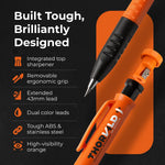 THORVALD New 3-in-1 Carpenter Pencils with Finger Grip for Construction - Incl. 7 Leads + Sharpener - Solid Mechanical Pencils with Fine Point/Best Marking tools Construction/Carpenters/Scriber