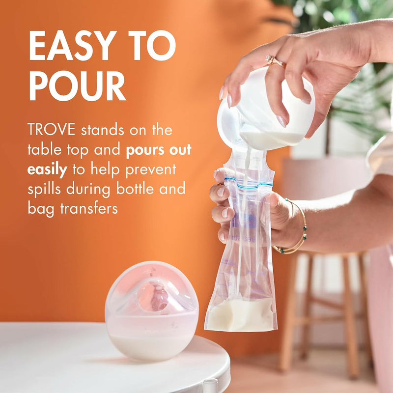 Boon Trove Silicone Manual Breast Pump - Discreet Milk Collector - 2 Count | Hands Free Breast Pump, Includes Canvas Travel Pouch, Breastfeeding Essentials, Passive Suction, Collects Up To 3 Ounces
